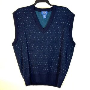 Vintage Cambridge Classics Sweater Vest Men's XL Blue Knit Preppy 90s Wool Blend
